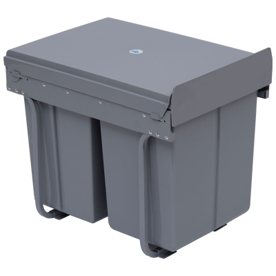 HOMCOM Pattumiera Estraibile da 40L con 3 Contenitori Grigio