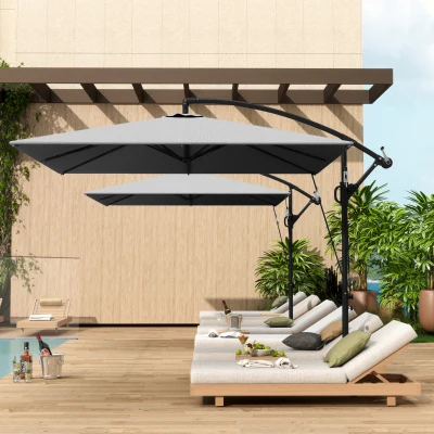 Outsunny Ombrellone a Braccio 2.5x2.5m Girevole a Manovella Grigio
