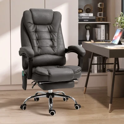Vinsetto Bürostuhl mit Massagefunktion, ergonomisch, 65x160x104cm, Grau