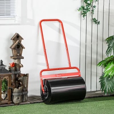 Outsunny Handliche Rasenwalze, Praktische Rasenrolle, Graswalze, Gartenwalze, flexibel, Stahl, 58L x 32,5B x 113H cm, Rot