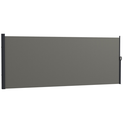 Outsunny Seitlicher ausziehbarer Windschutz Sichtschutz Paravent 4m x 1,60m Alu. Polyester UV-beständig Dunkelgrau