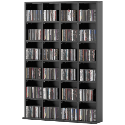 HOMCOM Multimedia-Aufbewahrung mit Platz für 480 CDs/312 DVDs - Bücherregal aus Holz mit verstellbaren Regalen, 89 x 130,5 cm, schwarz