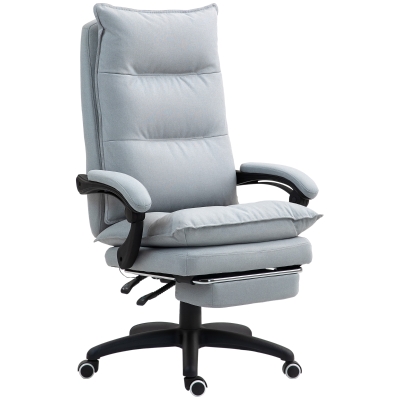 Vinsetto Chaise de bureau avec massage, Chaise de bureau avec fonction de massage réglable en hauteur, Chaise de bureau en tissu de nylon, Gris clair