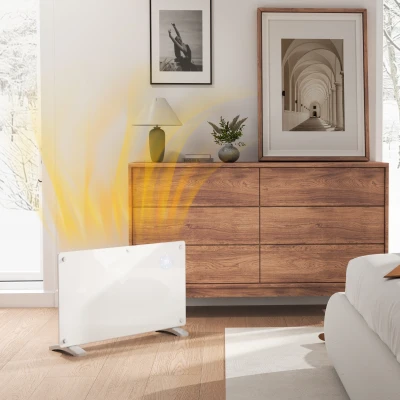 HOMCOM Elektrischer Heizkörper Boden- oder Wandmontage 1500W LED-Display, 24-Stunden- oder wöchentlicher Timer, Thermostat, Fernbedienung