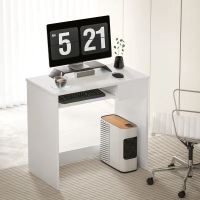 HOMCOM Compact Computer Desk with Keyboard Tray White