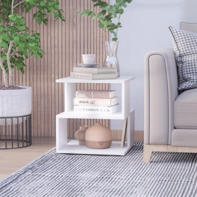 HOMCOM Tavolino 40cm x 40cm x 43cm bianco