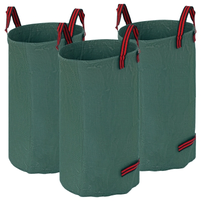Outsunny Gartensack 3x120L wasserdicht Gartenabfallsack mit Griffe, stabil Laubsack UV Schutz Grün