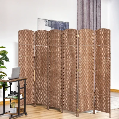 HOMCOM Paravent Bois Pliable 6 Panneaux 270x180cm Naturel