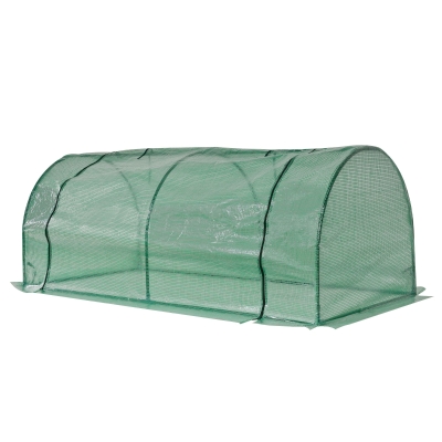 Outsunny Mini Serre 2x1x0,8m Bâche PE Porte Zippée Acier Vert
