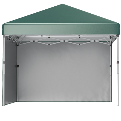 Outsunny Pavillon pliable, 2 parois latérales, réglable en hauteur, avec sac de transport, cadre en acier inoxydable, 3 x 3 m, Vert