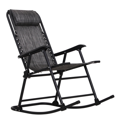 Outsunny Garten-Rockingsessel Klappbarer Rocking Chair dim. 90L x 64B x 110H cm Stahl Textilen Grau