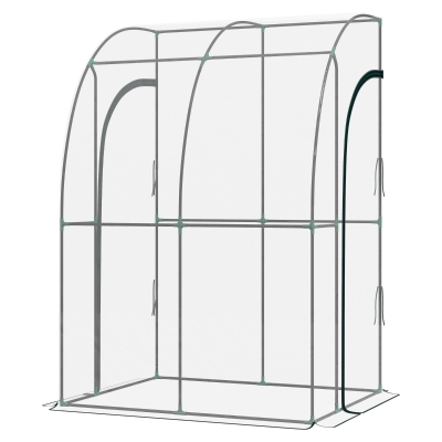 Outsunny Serre Adossée Acier PVC Transparent 2 Portes