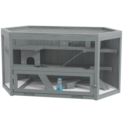 PawHut Cage pour hamsters, 3 étages, bac amovible, bois/métal, 115x60x55 cm
