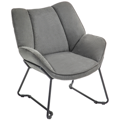 HOMCOM Fauteuil Relax Lin Gris Dossier Rembourré Pieds Acier