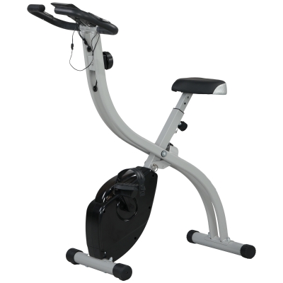 SPORTNOW Klappbares Heimtrainer, Fitnessbike, 8 Stufen magnetischer Widerstand, verstellbarer Sattel, LCD-Bildschirm, Grauer Stahl