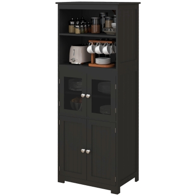 HOMCOM Küchenschrank Buffet Küchenvitrine Aufbewahrungsmöbel multi-rangements 60B x 30T x 162H cm Schwarz