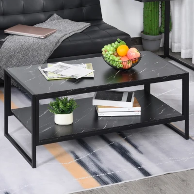 HOMCOM Tavolino da Salotto 106cm x 50cm x 45cm Nero