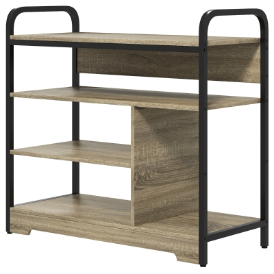 HOMCOM Meuble à Chaussures 4 Niveaux Métal Noir 70x30x65 cm