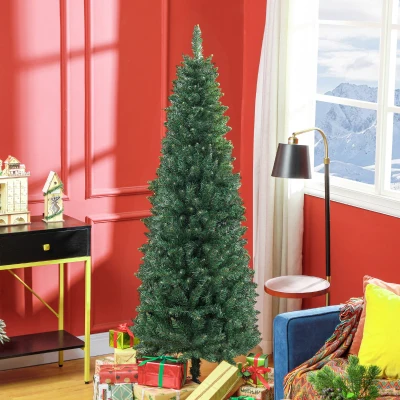 HOMCOM Sapin Artificiel 180cm Slim 479 Branches Support Acier Vert