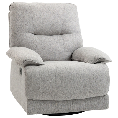 HOMCOM Sofá Reclinable Manual Sillón Relax Tapizado en Tela Reposapiés Carga 160 kg para Personas 150-190 cm 89x98x101 cm Gris