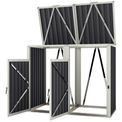 Cache Poubelle Métallique AXI Owen Anthracite - Abri Poubelle Extérieur 1 Conteneur 240L - Acier Galvanisé Résistant Météo