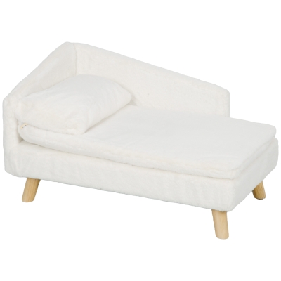 PawHut Canapé pour Chien 70cm Peluche Crème avec Coussin