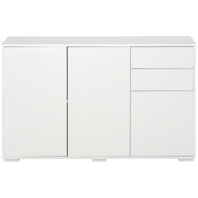 HOMCOM Buffet Commode Meuble, 2 Tiroirs, Push-Click, 117 cm x 36 cm x 74 cm, Blanc