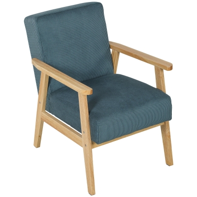 HOMCOM Loungesessel Einzelsessel modernes Design des mittleren Jahrhunderts Samt Cord 59 x 67 x 79,5 cm blau