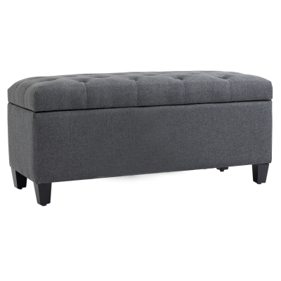 HOMCOM Banc Coffre Rangement 100x40x44cm Gris Foncé