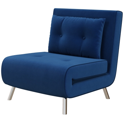 HOMCOM Liegesessel Sessel mit Liegefunktion Schlafsessel, Knopfheftung, Leinenoptik, 77 cm x 88 cm x 83 cm, Blau