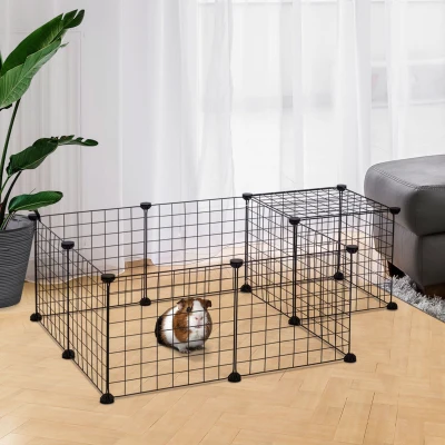 PawHut Enclos Animaux Métal 106x73x36cm Noir