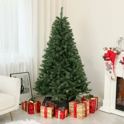 HOMCOM Sapin Artificiel 180cm 1000 Branches Base Acier Vert