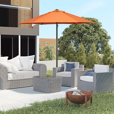 Outsunny 2m Garden Parasol Umbrella Orange Outdoor Shade