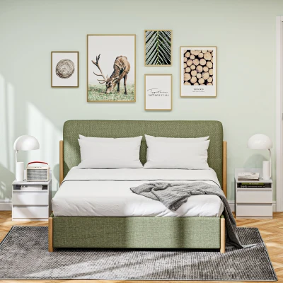 HOMCOM Lot de 2 tables de chevet avec tiroirs et étagère, table d'appoint moderne, pour chambre à coucher, Blanc