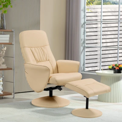 HOMCOM Relaxsessel mit Fußstütze, Relaxsessel mit Sitzdrehung 360° und verstellbarer Rückenlehne