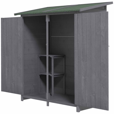 Outsunny Fir Wood Garden Shed Grey 139x75 with Roof