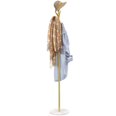 HOMCOM Garderobenständer 8 Haken, runder Marmorfuss, Ø 32 x 164H cm, Eingangsmöbel für Kleidung, Hüte, Eingang, Gold