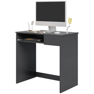 HOMCOM Compact Computer Desk Grey with Drawer & Tray