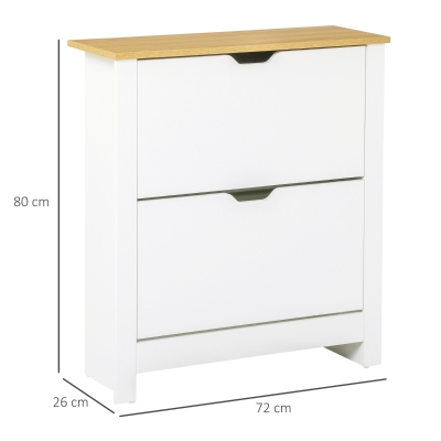 HOMCOM Zapatero de Entrada Recibidor con Cajones Abatibles y Estantes Ajustables para 12 Pares de Zapatos 72x26x80 cm Blanco(m-3)