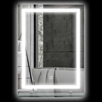 kleankin Miroir LED Salle de Bain avec Étagère et Interrupteur Tactile