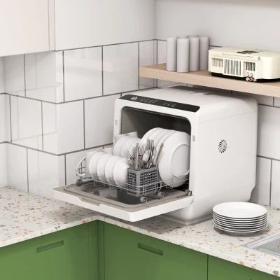 HOMCOM Mini Lave-Vaisselle 4 Couverts Réservoir 6L Blanc