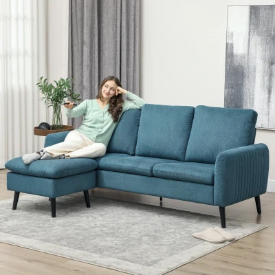 Corner Sofa 196W x 140D x 88Hcm Blue