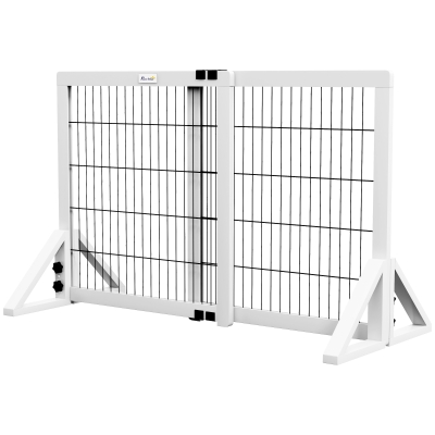 PawHut Barrière Chien Réglable 63-106cm Bois Acier Blanc
