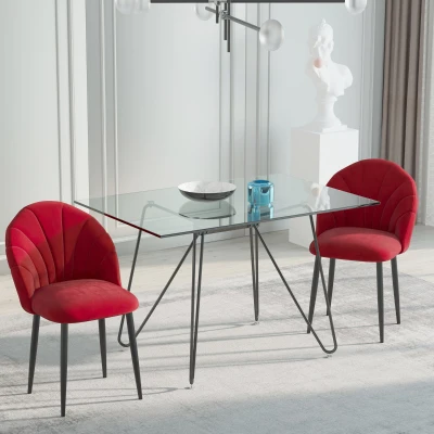 HOMCOM Set 2 Sedie da Pranzo 52cm x 54cm x 79cm Rosso