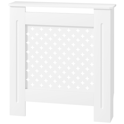 HOMCOM Cache Radiateur Bois Blanc Grille Croisée 78x19x82 cm