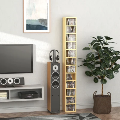 HOMCOM Mobile Libreria Porta CD a 12 Ripiani in MDF e Truciolato