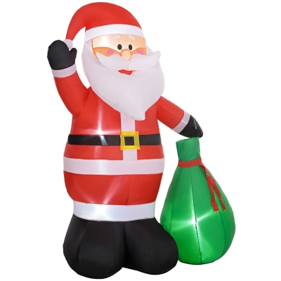 Outsunny Père Noël Gonflable 180cm LED Intérieur Extérieur
