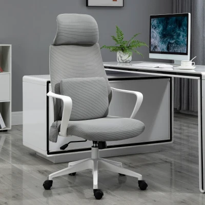 Vinsetto Chaise de bureau pivotante réglable en hauteur Fauteuil de massage chaise de direction ergonomique avec fonction de massage Chaise de jeu en nylon Gris 62 x 60 x 114-122 cm