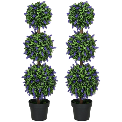HOMCOM Ensemble de 2 Plantes Artificielles, Plante Artificielle résistante aux UV en Pot de Fleurs, 110 cm Plante d'intérieur pour Salon, Jardin