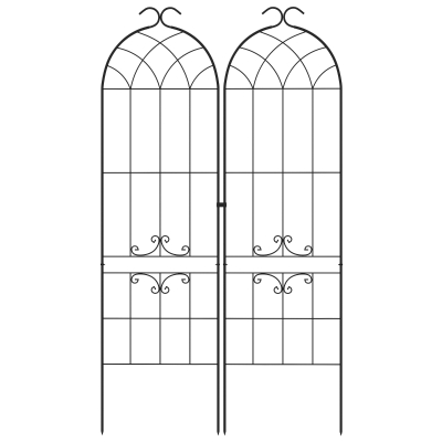 Outsunny Lot von 2 Garten-Gittern, Rankhilfe für Kletterpflanzen aus Metall, 50L x 181H cm, Schwarz